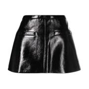 Courrèges Svart Heritage A-linje Vinyl Minikjol Black, Dam