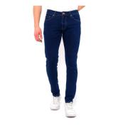 True Rise Klassiska Elastiska Slim Fit Jeans - Dc-056 Blue, Herr