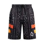 Marcelo Burlon Geometriskt Logomönster Shorts Gray, Herr