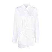 Off White Asymmetrisk Bomullsskjortklänning White, Dam