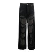 Darkpark Straight Jeans Black, Dam