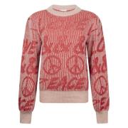 Jane Lushka Love and Peace Pullover | Röd Melange Red, Dam