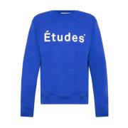Études Mörkblå Crewneck Sweatshirt med Logo Blue, Herr