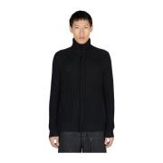 Ann Demeulemeester Bomull Ribbstickad Dragkedja Cardigan Black, Herr