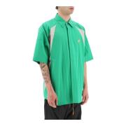 Ambush Tvåfärgad Oversize Skjorta med Logopatches Green, Herr