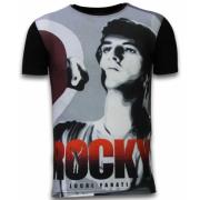 Local Fanatic Rocky Balboa - Digital Rhinestone T -Skjorta Black, Herr
