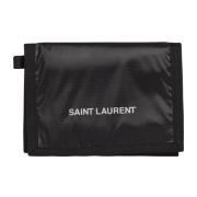 Saint Laurent Svart Nylon Nuxx Plånbok med Kedja Black, Herr
