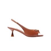 Scarosso Geometriska Slingback Pumps med Klack Brown, Dam