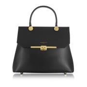 Le Parmentier Atlanta Top Handle Satchel Bag Black, Dam