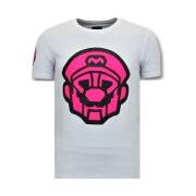 Local Fanatic Mens T-shirt Print - Mario Neon Seal White, Herr