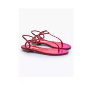 Aquazzura Croco Print Läder Tåsandaler Pink, Dam