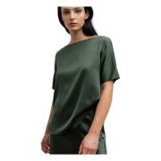 Ahlvar Gallery Yoli silk blouse army green Green, Dam