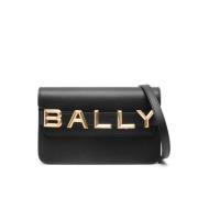 Bally Logo Läder Crossbody Väska Black, Dam