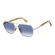 Eyewear by David Beckham Silver Havana Solglasögon med Dk Blue Shaded ...