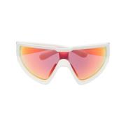 Moncler Solglasögon, Vita Glasögon, Oval Form, Orange Linser White, He...