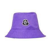 Moncler Stilfull Logo Patch Bucket Hat Purple, Dam