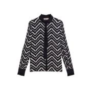 Twinset Blommig Chevron Blus Black, Dam