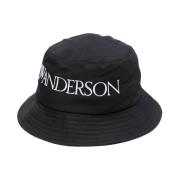 JW Anderson Logobroderad Bucket Hat Black, Dam