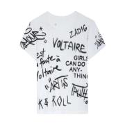 Zadig & Voltaire Vit Bomull Dam T-Shirt med ZadigVoltaire Manifesto Pr...