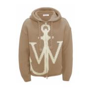 JW Anderson Beige Anchor Dragkedja Fram Hoodie Beige, Herr