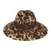 Borsalino Hatt med Leopardmönster Brown, Dam