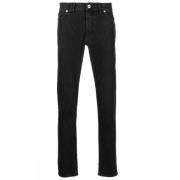 Brioni Svarta Slim-Leg Mid-Rise Jeans Black, Herr