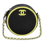 Chanel Vintage Autentiskt Läder Crossbody-väska Black, Dam