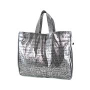 Chanel Vintage Förägande Silver Polyester Tote Bag Gray, Unisex