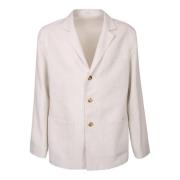 Boglioli Klisk Enradig Blazer med Lång Ärm White, Herr