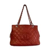 Chanel Vintage Förägda Röd Skinn Chanel Tote Red, Dam