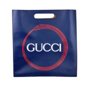 Gucci Vintage Förägad XL tryckt lädertote - Röd orm Blue, Dam