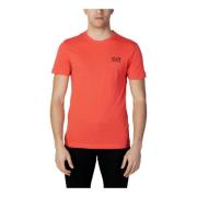 Emporio Armani EA7 Röd enfärgad rund hals T-shirt för män Red, Herr