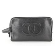 Chanel Vintage Tidlös Läderclutch Black, Dam