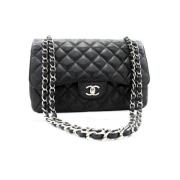 Chanel Vintage Begagnad Svart Läder Chanel Axelväska Black, Dam