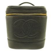 Chanel Vintage Förägande Svart Läder Chanel Vanity Black, Dam