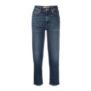 7 For All Mankind Malia High Rise Cropped Jeans Blue, Dam