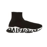 Balenciaga Svarta Speed Sneakers 3D Stickad Design Black, Dam