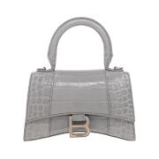 Balenciaga Hourglass XS Handbag Crocodile Embossed Gray, Dam
