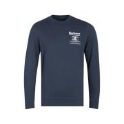 Barbour Navy Reed Crew Sweatshirt Blue, Herr
