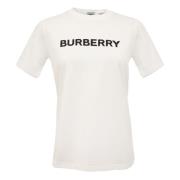 Burberry Vit Designer T-Shirt med Svart Logotyp White, Herr