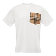 Burberry Vit T-shirt med ikonisk rutmönster White, Herr