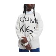 Calvin Klein Modig avbruten logotyp sweatshirt Beige, Dam