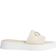 Calvin Klein Vita Flatform Slide Sandaler White, Dam