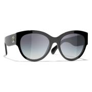 Chanel Cat Eye Solglasögon med Acetatram Black, Dam