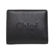 Chloé Läderplånbok med logobroderi och myntficka Black, Dam