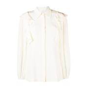 Chloé Draperad Blus i Coconut Milk White, Dam