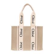 Chloé ‘Woody Medium’ shopper väska Beige, Dam