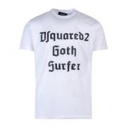 Dsquared2 D2 Goth Surfer Bomull T-Shirt White, Herr