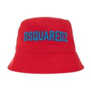 Dsquared2 Röd Fiskarhatt med Turkos Logotyp Red, Unisex