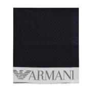 Emporio Armani Blått halsduk med jacquardlogo Blue, Dam